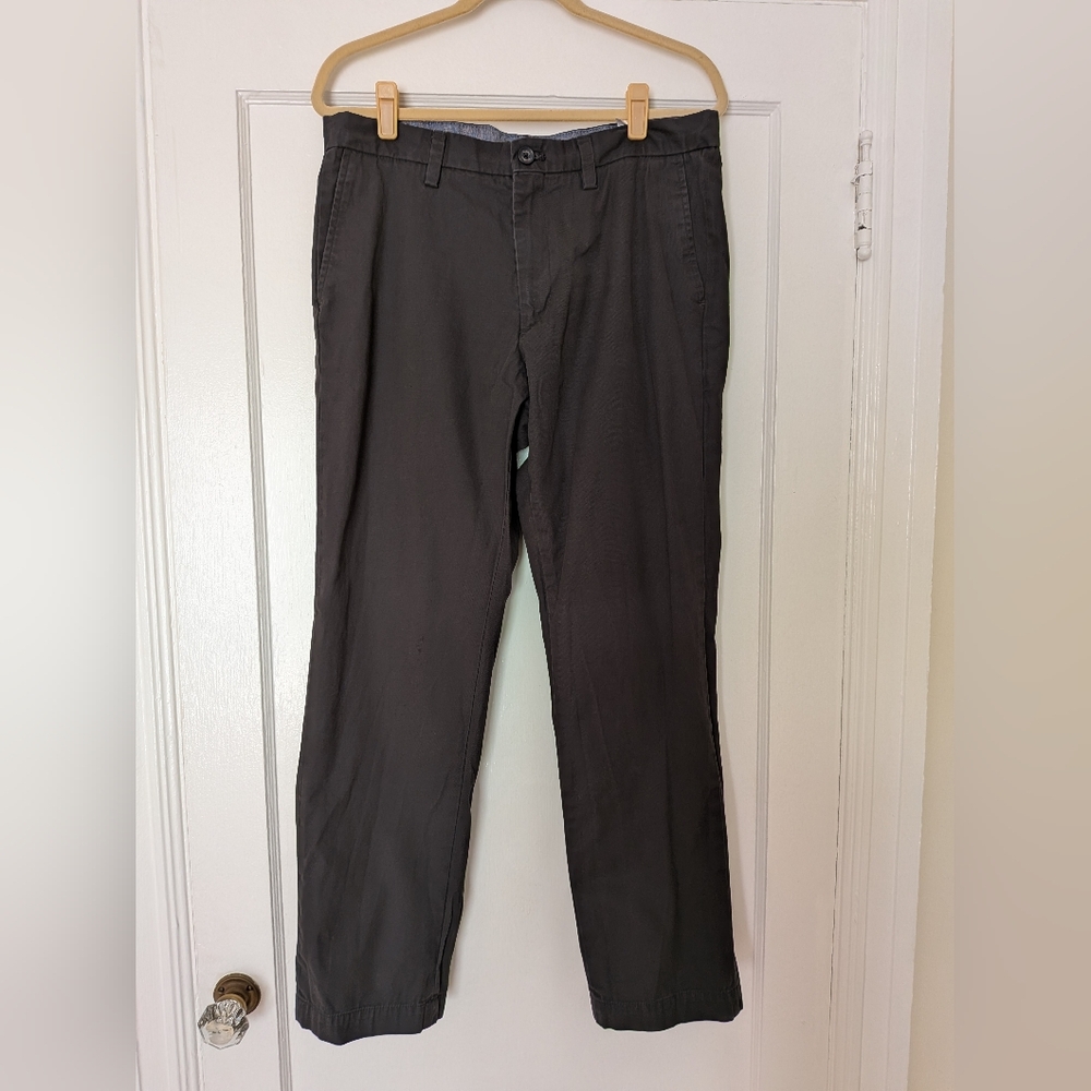 Banana Republic Emerson Chino Straight Leg Flat Front Dark Gray Cotton 34x30